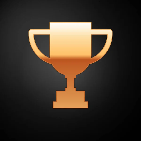 Gold Award cup ikon isolerad på svart bakgrund. Vinnartrofésymbol. Mästerskaps- eller tävlingstrofé. Idrottsbedrift. Vektor Illustration — Stock vektor