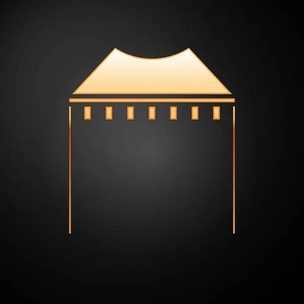 Gold Camping namiot ikona izolowane na czarnym tle. Namiot kempingowy. Wesołe miasteczko. Ilustracja wektora — Wektor stockowy