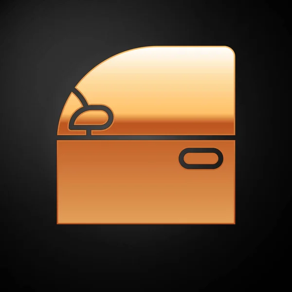 Icono de la puerta del coche de oro aislado sobre fondo negro. Ilustración vectorial — Vector de stock