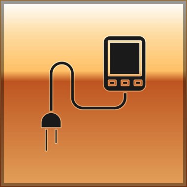 Siyah Sensör simgesi altın arka planda izole edildi. Vektör İllüstrasyonu