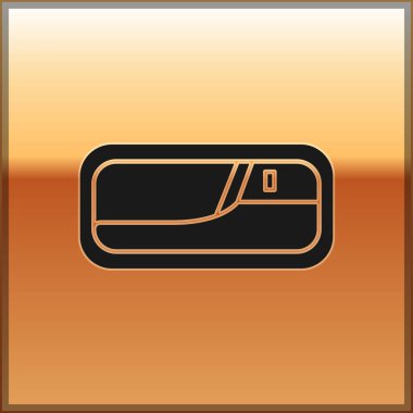 Siyah araba kapı kolu ikonu altın arka planda izole edilmiş. Vektör İllüstrasyonu