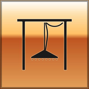 Siyah Otomatik sulama sprinkler simgesi altın arka plan üzerinde izole. Sulama ekipmanları. Bahçe elementi. Sprey tabanca simgesi. Vektör İllüstrasyonu