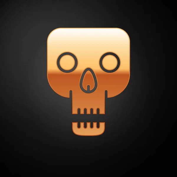 Icono de Gold Skull aislado sobre fondo negro. Feliz fiesta de Halloween. Ilustración vectorial — Vector de stock