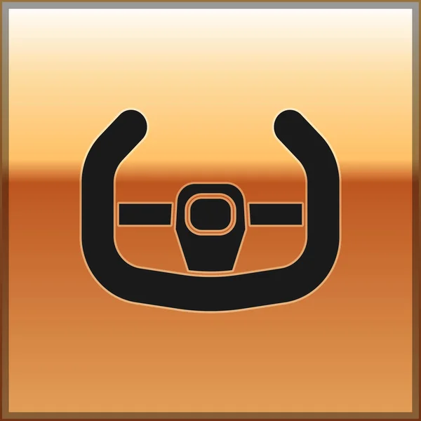 Icono del volante Black Sport aislado sobre fondo dorado. Icono de rueda de coche. Ilustración vectorial — Vector de stock