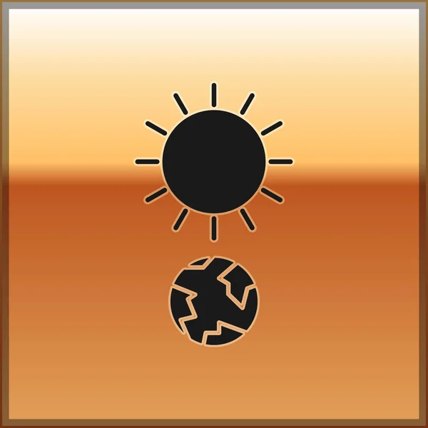 Black Solstice ikon isolerad på guld bakgrund. Vektor Illustration — Stock vektor