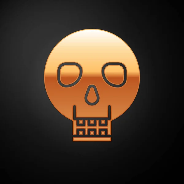 Ícone Gold Skull isolado no fundo preto. Feliz festa de Halloween. Ilustração vetorial — Vetor de Stock