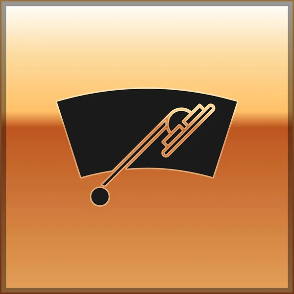 Icona tergicristallo nero isolato su sfondo oro. Illustrazione vettoriale — Vettoriale Stock