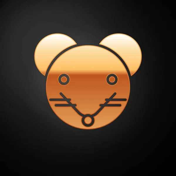 Zlatá krysa znamení ikona izolované na černém pozadí. Astrologická sbírka horoskopů. Vektorová ilustrace — Stockový vektor