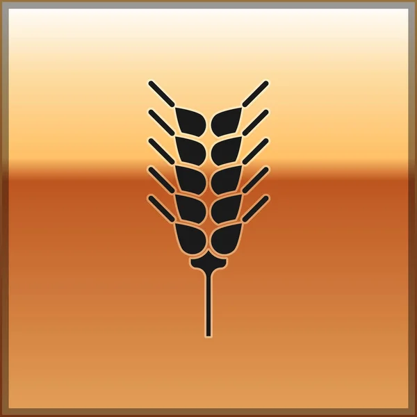 Pirinç, buğday, mısır, yulaf, çavdar ve altın arka planda izole edilmiş arpa ikonu. Buğday ekmeği sembolleri. Vektör İllüstrasyonu — Stok Vektör