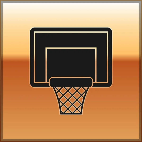 Black Basketball backboard icon isolated on gold background. Vector Illustration — ストックベクタ