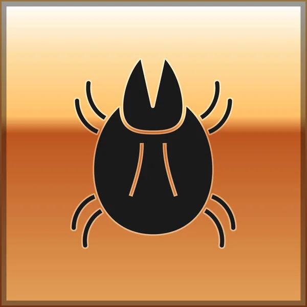 Black Parasite mite icon isolated on gold background. Vector Illustration — Stock Vector