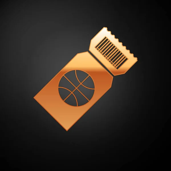 Oro Basket icona del biglietto del gioco isolato su sfondo nero. Illustrazione vettoriale — Vettoriale Stock