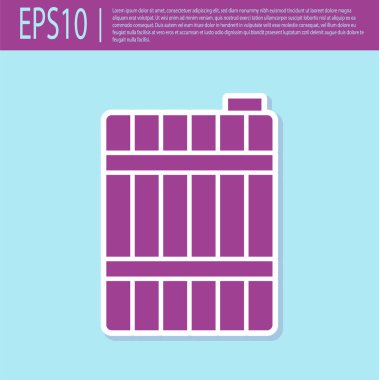 Turkuaz arka planda izole edilmiş mor ahşap varil ikonu. Alkol fıçısı, içki kabı, bira için tahta fıçı, viski, şarap. Vektör İllüstrasyonu