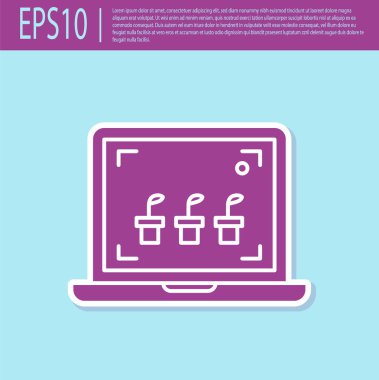 Retro mor akıllı tarım teknolojisi - tarım otomasyon sistemi ikonu turkuaz arka planda izole edildi. Vektör İllüstrasyonu