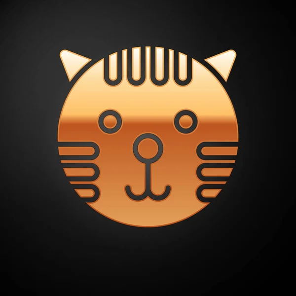 Arany tigris állatöv jel ikon elszigetelt fekete alapon. Asztrológiai horoszkóp gyűjtemény. Vektorillusztráció — Stock Vector