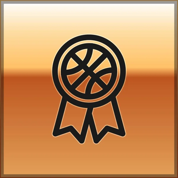 Black Basketball award icoon geïsoleerd op gouden achtergrond. Vector Illustratie — Stockvector
