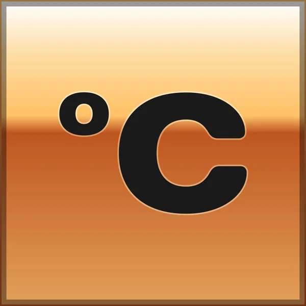 Icône Celsius noire isolée sur fond or. Illustration vectorielle — Image vectorielle