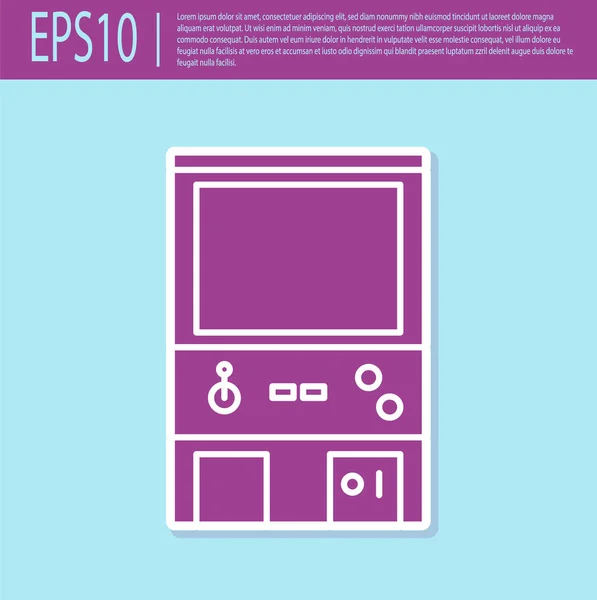 レトロ紫色ターコイズの背景に隔離されたレトロなアーケードゲーム機のアイコン。ベクターイラスト — ストックベクタ