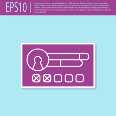 Retro mor hesap ekranı simgesi oluştur turkuaz arka planda izole edilmiş. Vektör İllüstrasyonu