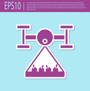 İHA kontrollü Retro Purple Smart çiftliği turkuaz arka planda izole edilmiş hasat simgesini topluyor. Tarım şirketi için icat teknolojisi. Vektör İllüstrasyonu