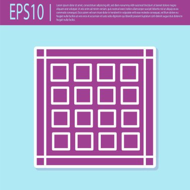 Retro mor kareli peçete simgesi turkuaz arka planda izole edildi. Vektör İllüstrasyonu