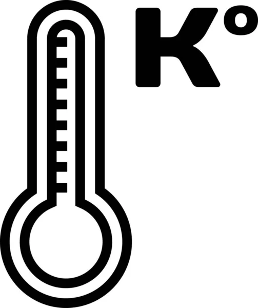 Μαύρο Μετεωρολογικό θερμόμετρο που μετρά τη θερμότητα και το κρύο εικονίδιο που απομονώνονται σε λευκό φόντο. Θερμοκρασία Κέλβιν. Εικονογράφηση διανύσματος — Διανυσματικό Αρχείο