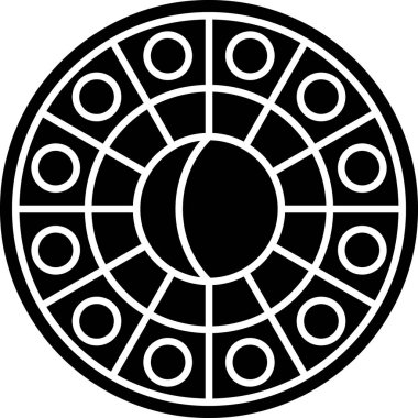 Siyah Astroloji yıldız falında beyaz arka planda zodyak ikonu var. Vektör İllüstrasyonu
