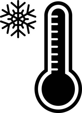 Siyah Meteoroloji termometresi beyaz zeminde izole edilmiş ısı ve soğuk ikonu ölçüyor. Termometre termometresi sıcak ya da soğuk hava gösteriyor. Vektör İllüstrasyonu