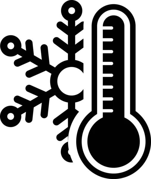 Schwarzes Thermometer mit Schneeflockensymbol isoliert auf weißem Hintergrund. Vektorillustration — Stockvektor