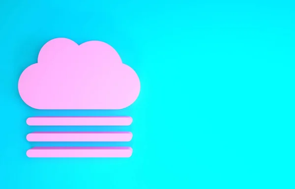 Nevoeiro rosa e ícone de nuvem isolado no fundo azul. Conceito de minimalismo. 3D ilustração 3D render — Fotografia de Stock