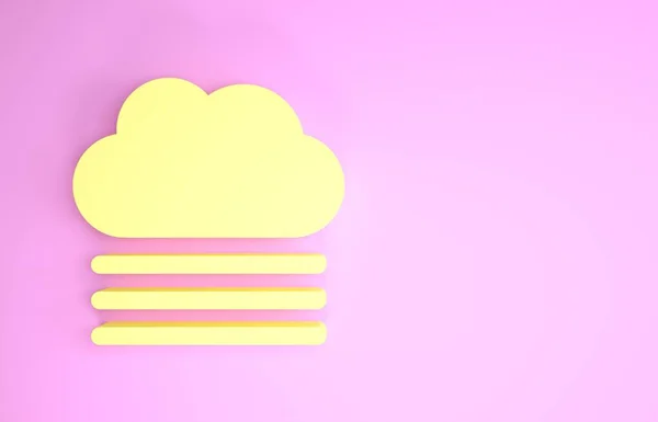 Żółta mgła i ikona chmury na różowym tle. Koncepcja minimalizmu. Ilustracja 3d — Zdjęcie stockowe