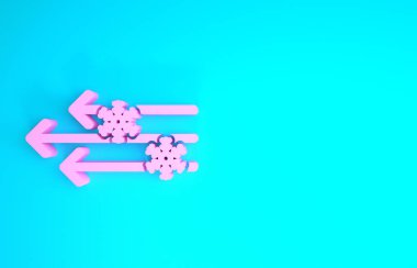 Pembe Rüzgar ve kar ikonu mavi arkaplanda izole edilmiş. Rüzgarlı bir hava. Minimalizm kavramı. 3d illüstrasyon 3d canlandırma