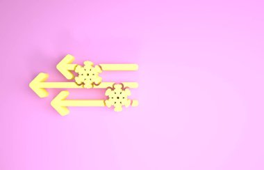 Sarı Rüzgar ve kar ikonu pembe arka planda izole edilmiş. Rüzgarlı bir hava. Minimalizm kavramı. 3d illüstrasyon 3d canlandırma