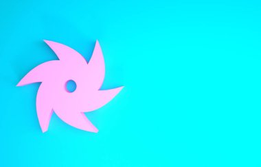 Pembe Tornado simgesi mavi arkaplanda izole edildi. Kasırga, kasırga, fırtına bacası, kasırga ya da hortum ikonu. Minimalizm kavramı. 3d illüstrasyon 3d canlandırma