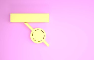 Sarı Korsan göz bandı simgesi pembe arka planda izole edildi. Korsan aksesuarı. Minimalizm kavramı. 3d illüstrasyon 3d canlandırma