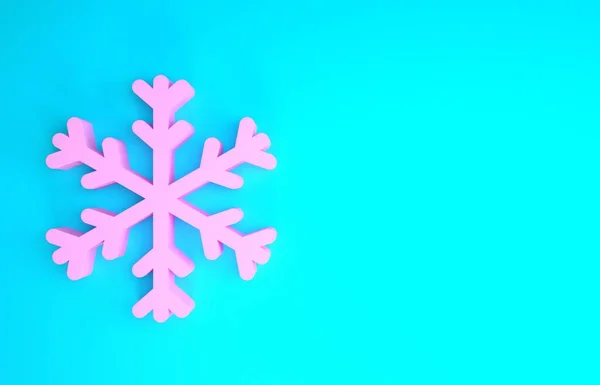 Pink Snowflake icoon geïsoleerd op blauwe achtergrond. Minimalisme concept. 3d illustratie 3D renderen — Stockfoto