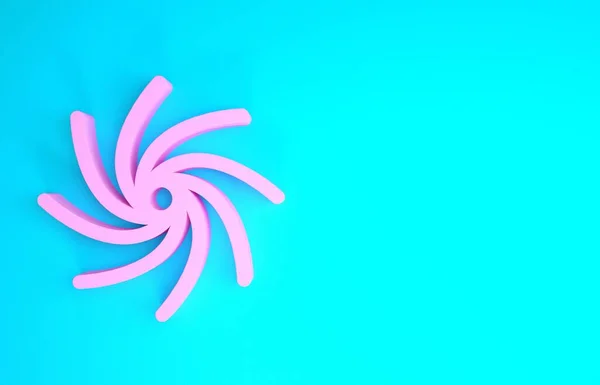 ピンクトルネードアイコンは青の背景に隔離されています。サイクロン、旋風、嵐の漏斗、ハリケーンの風やツイスターの天気アイコン。最小限の概念。3Dイラスト3Dレンダリング — ストック写真