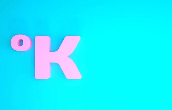 Icono de Kelvin rosa aislado sobre fondo azul. Concepto minimalista. 3D ilustración 3D render — Foto de Stock