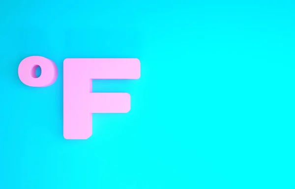 Pink Fahrenheit icon isolated on blue background. Minimalism concept. 3d illustration 3D render — Stock Photo, Image