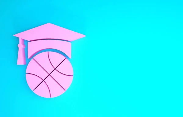 Pink Basketball training icon isolated on blue background. Minimalism concept. 3d illustration 3D render — Stock Photo, Image