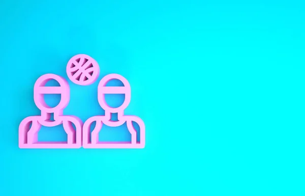 Różowy koszykarze ikona izolowane na niebieskim tle. Koncepcja minimalizmu. Ilustracja 3d — Zdjęcie stockowe