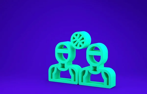 Grön Basket spelare ikon isolerad på blå bakgrund. Minimalistiskt koncept. 3D-illustration 3D-återgivning — Stockfoto
