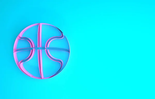 Ροζ Μπάσκετ μπάλα εικονίδιο απομονώνονται σε μπλε φόντο. Αθλητικό σύμβολο. Μινιμαλιστική έννοια. 3d απεικόνιση 3D καθιστούν — Φωτογραφία Αρχείου