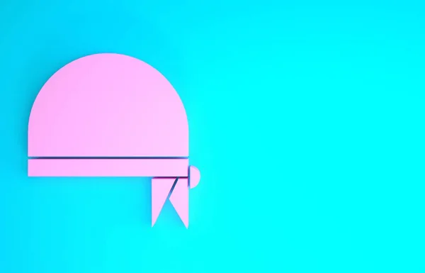 Pink Pirate bandana para ícone da cabeça isolado no fundo azul. Conceito de minimalismo. 3D ilustração 3D render — Fotografia de Stock