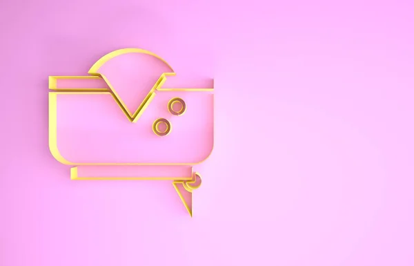 Yellow Pirate hat icon isolated on pink background. Minimalism concept. 3d illustration 3D render