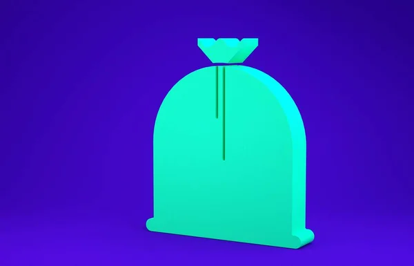 Icona del sacco pirata verde isolata su sfondo blu. Concetto minimalista. Illustrazione 3d rendering 3D — Foto Stock