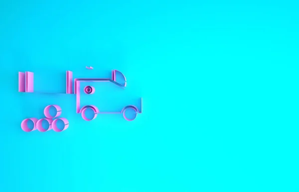 ピンクの大砲のアイコンは青の背景に隔離されています。中世の武器最小限の概念。3Dイラスト3Dレンダリング — ストック写真