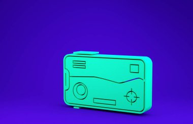 Yeşil Akıllı Telefon ve oyun simgesinde oynamak mavi arkaplanda izole edilmiş. Mobil oyun konsepti. Minimalizm kavramı. 3d illüstrasyon 3d canlandırma