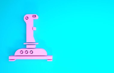 Oyun makinesi simgesi için pembe Joystick mavi arkaplanda izole edilmiş. Joystick oyun alanı. Minimalizm kavramı. 3d illüstrasyon 3d canlandırma