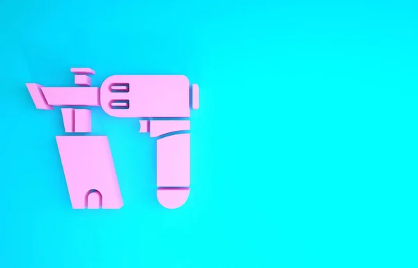 Pink Nail gun icoon geïsoleerd op blauwe achtergrond. Minimalisme concept. 3d illustratie 3d renderen — Stockfoto